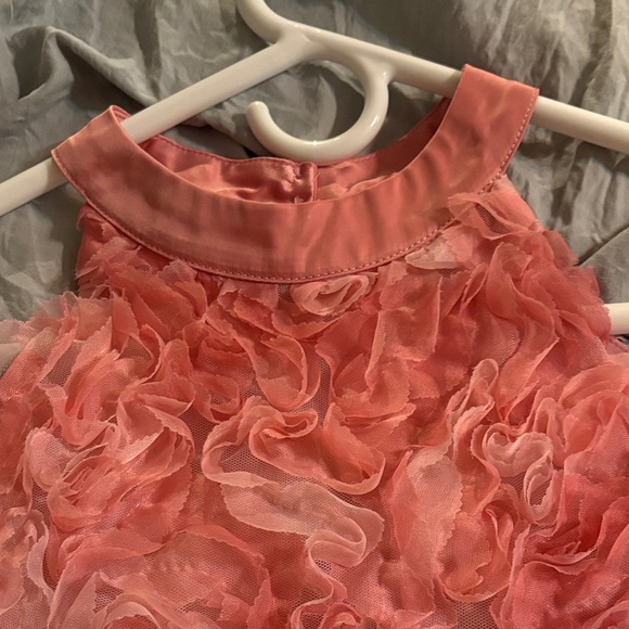 She + Sky Pink Rosette Mini Dress Halter 3D flowers Small EUC - Picture 4 of 12